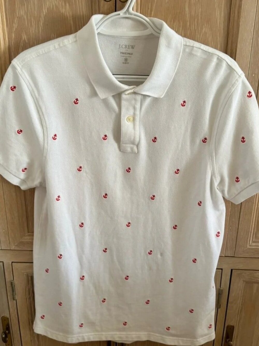 J.Crew Men’s M White 100% Cotton Printed Polo Shirt Never Worn